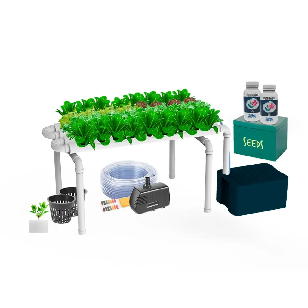 Kit Hidropónico N1 Sistema NFT para 32 Plantas, Jardín Completo con Nutrientes, Semillas y Accesorios