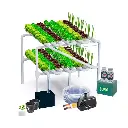 Kit Hidropónico N16 Sistema NFT para 128 Plantas, Jardín Completo con Nutrientes, Semillas y Accesorios