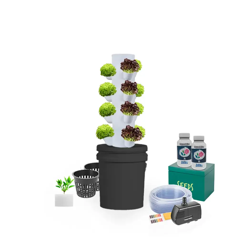 Kit Hidropónico N6 Sistema Torre para 20 Plantas, Jardín Completo con Nutrientes, Semillas y Accesorios