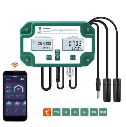 Tuya Medidor Tester calidad agua WiFi Online 6 In 1 TDS/EC/SALT/S.G/TEMP/ (copy)
